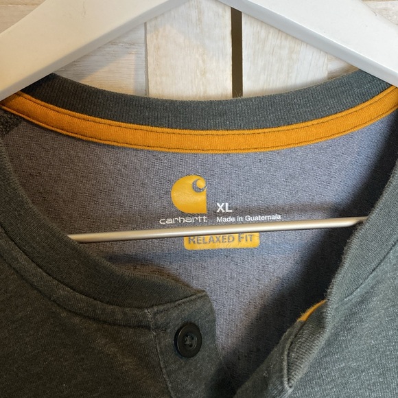 Carhart Mens Relaxed Fit Henley Short Sleeved Shirt Size XL - Picture 2 of 9